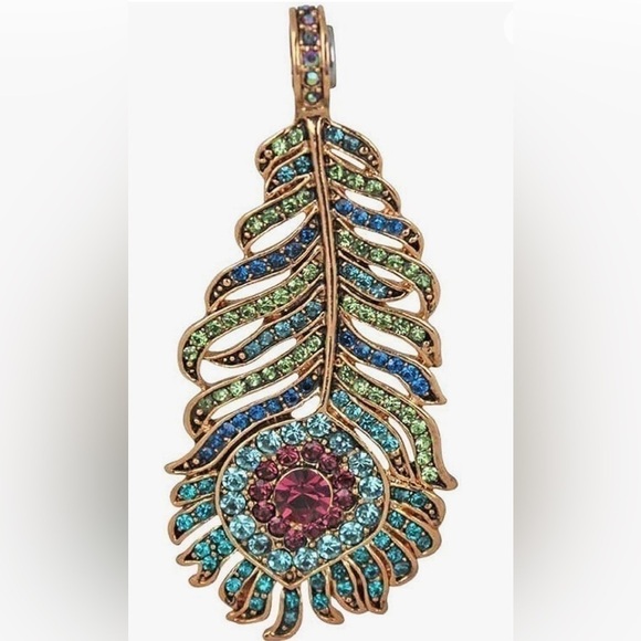 Kirks Folly Josephine Wall Spirit Of Flight Peacock Feather & Knotted Crystal Nk